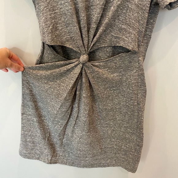Gray Tie-Knot T-shirt Dress w/ Cut-Outs - Picture 3 of 8